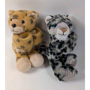 Wild Republic Plush Big Cats Huggers Lot Leopard & Snow Leopard Stuffed Animals